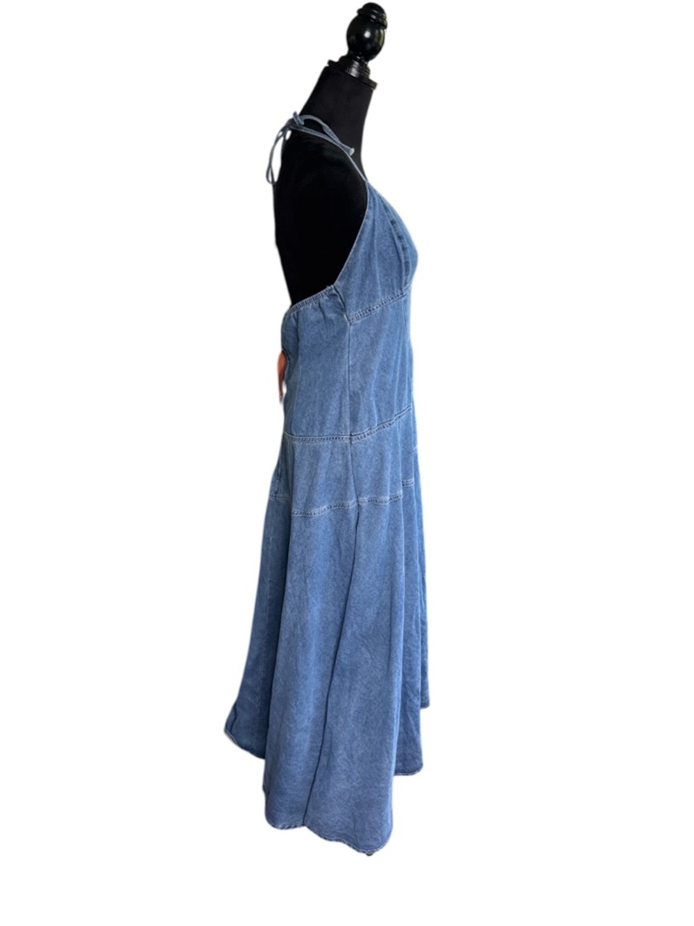 Blue Denim Halter Maxi Dress - Picture 5 of 11
